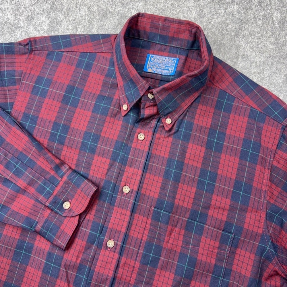 VTG Pendleton Shirt Mens Large Red Robinson Dress Tartan Sir Pendleton Wool 90s‎